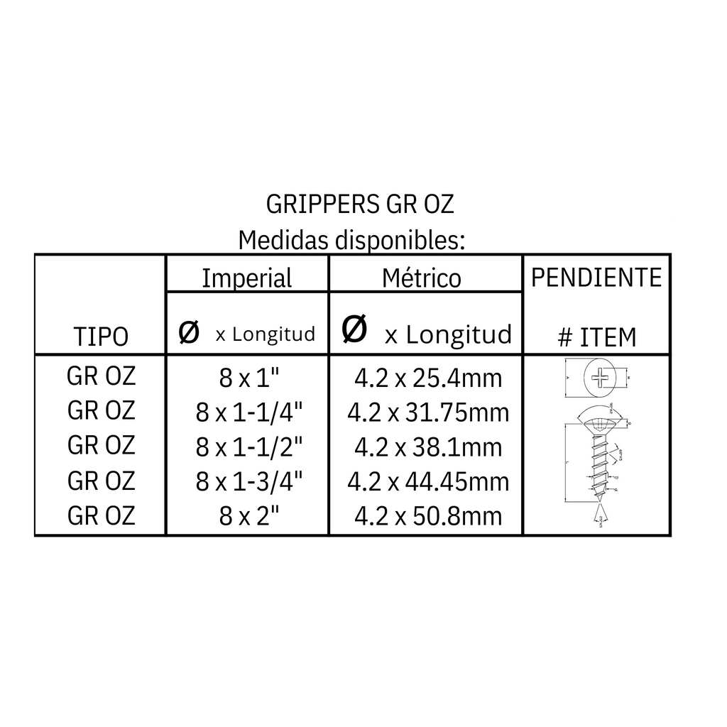 Tornillo para madera a aglomerado (GR OZ)