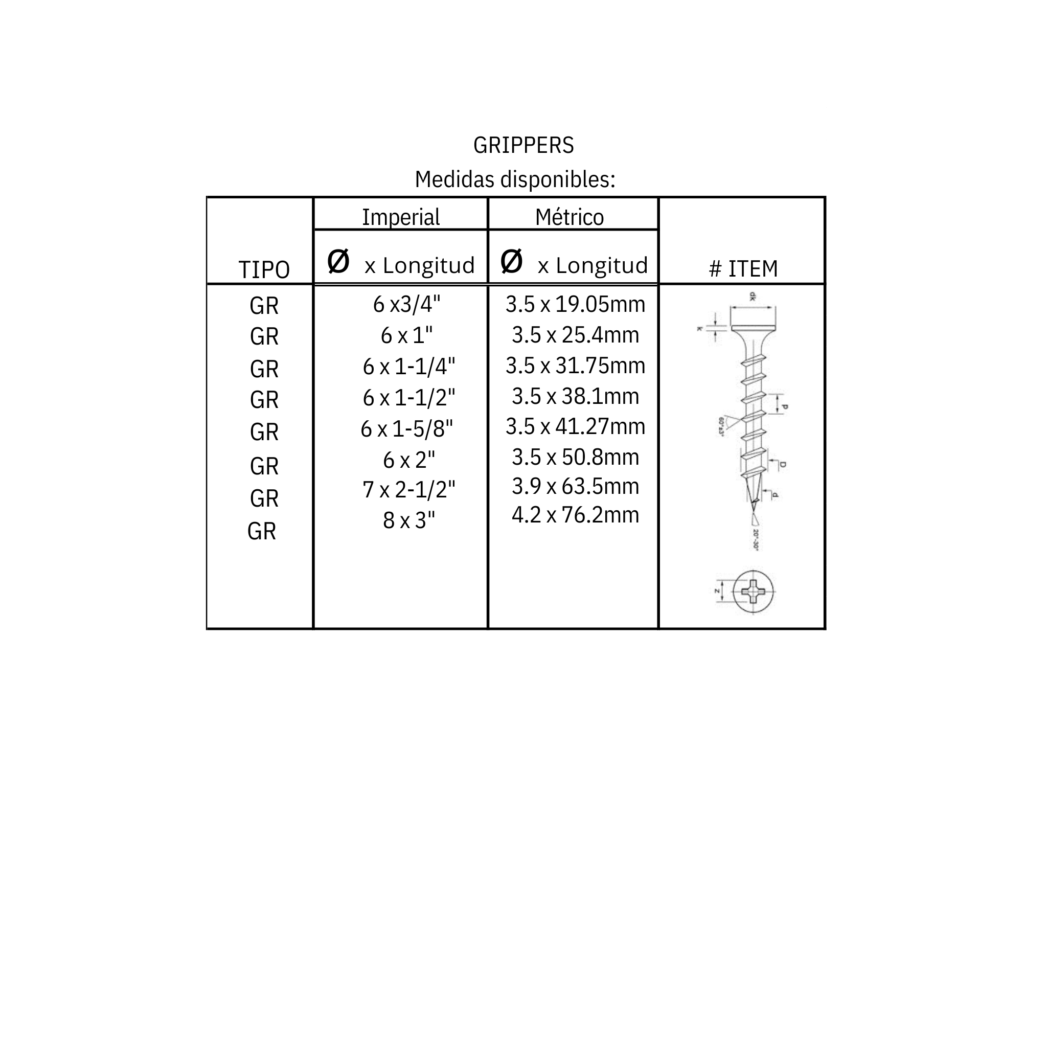 Tornillo para panel de yeso a madera (GR)