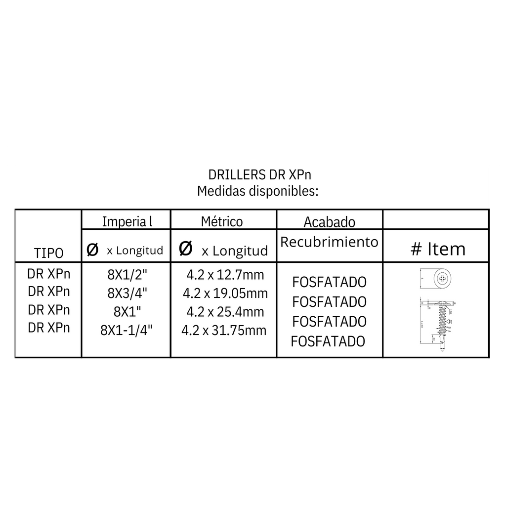 Tornillo para metal a metal (DR XP N)