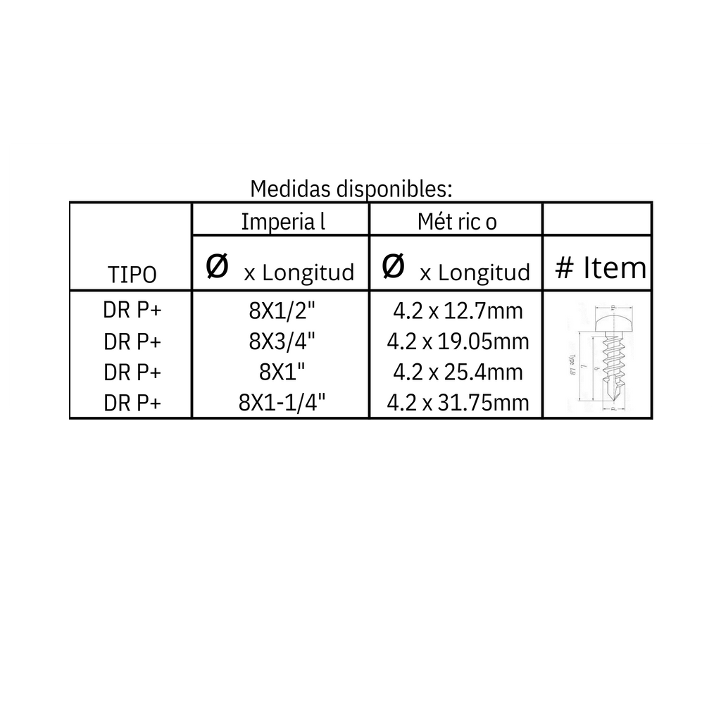 Tornillo para metal a metal (DR P)