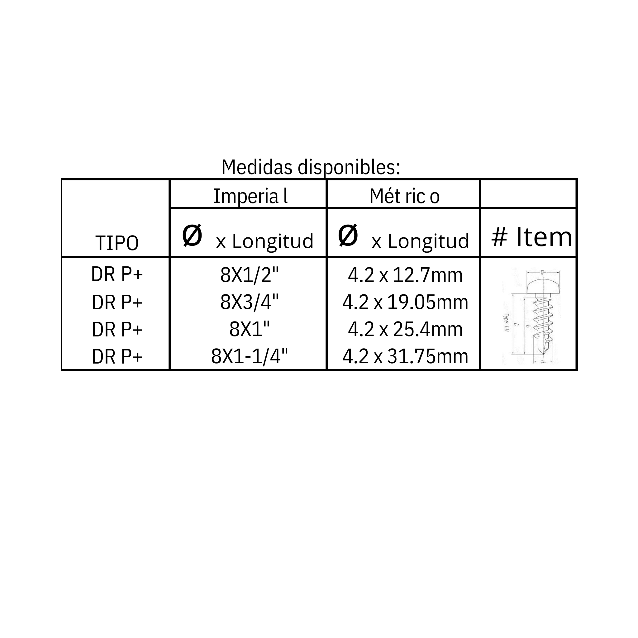 Tornillo para metal a metal (DR P)
