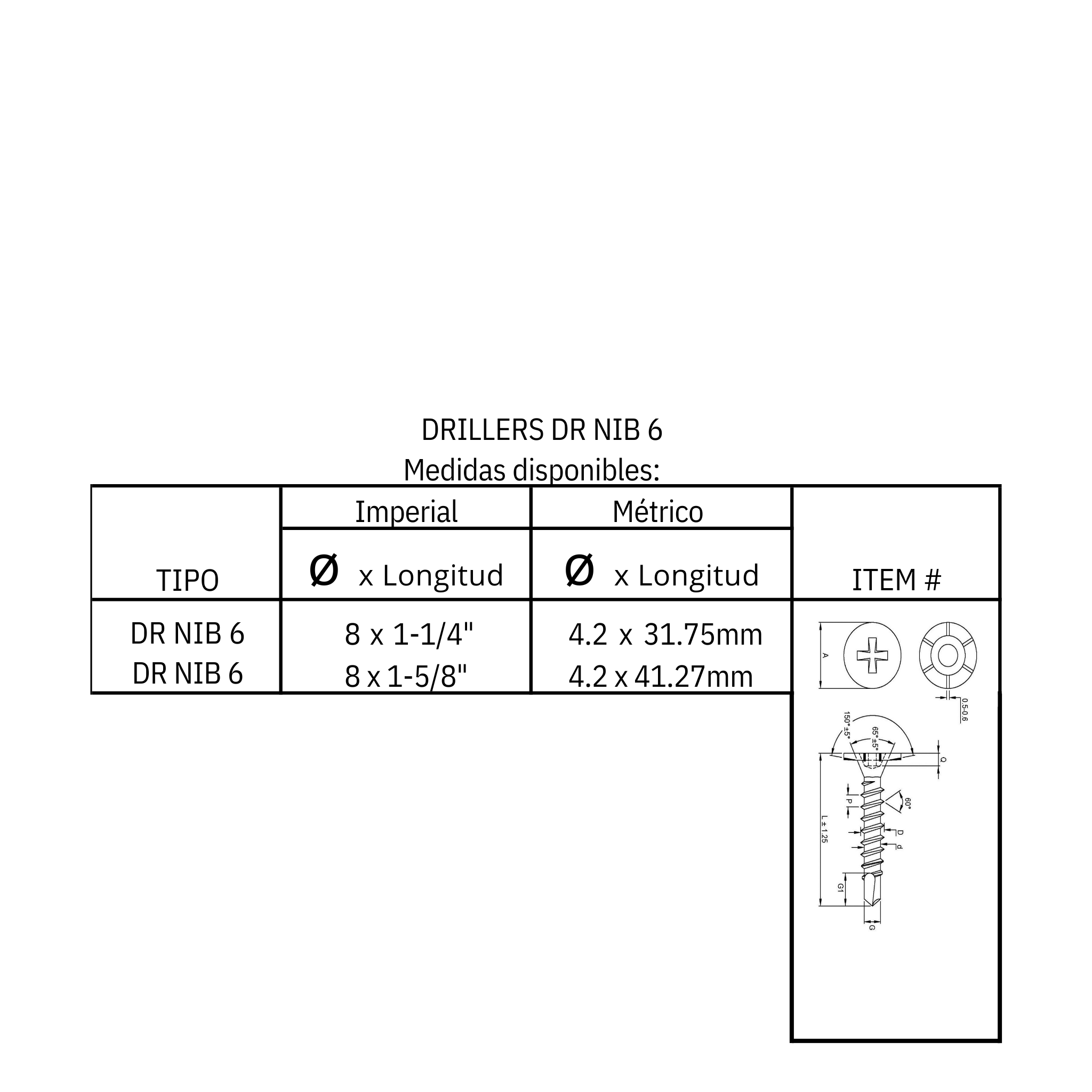 Tornillo para fibrocemento a metal (DR NIB6)