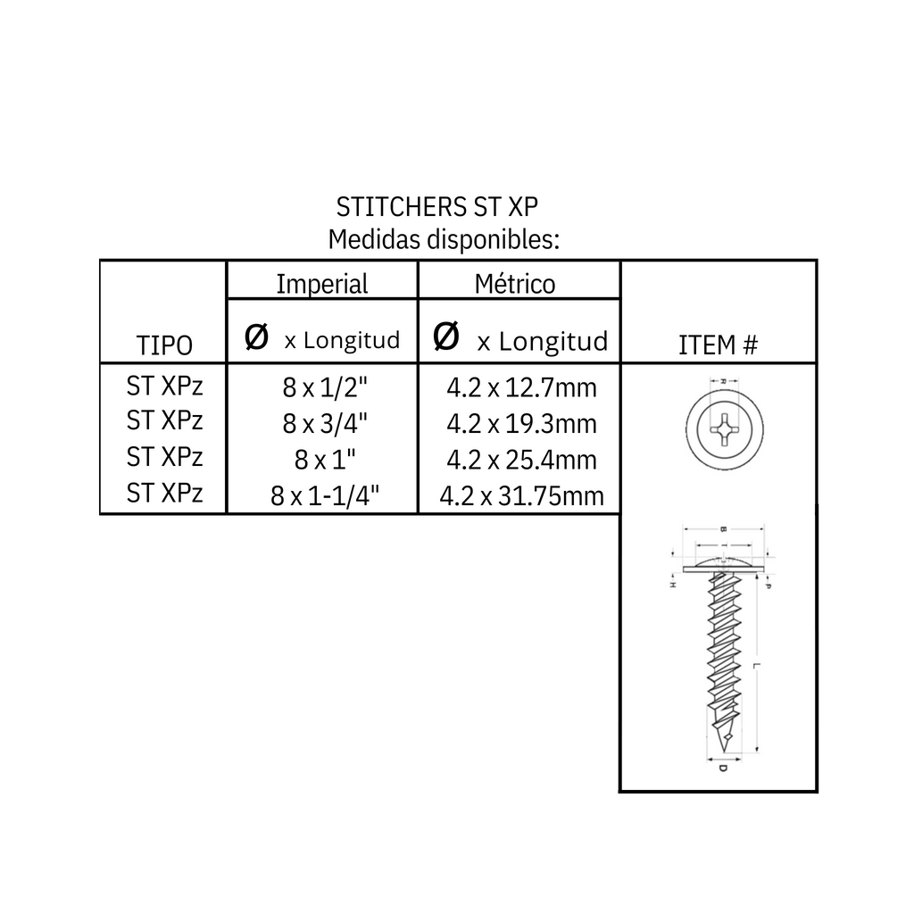 Tornillo para panel de yeso (ST XP)