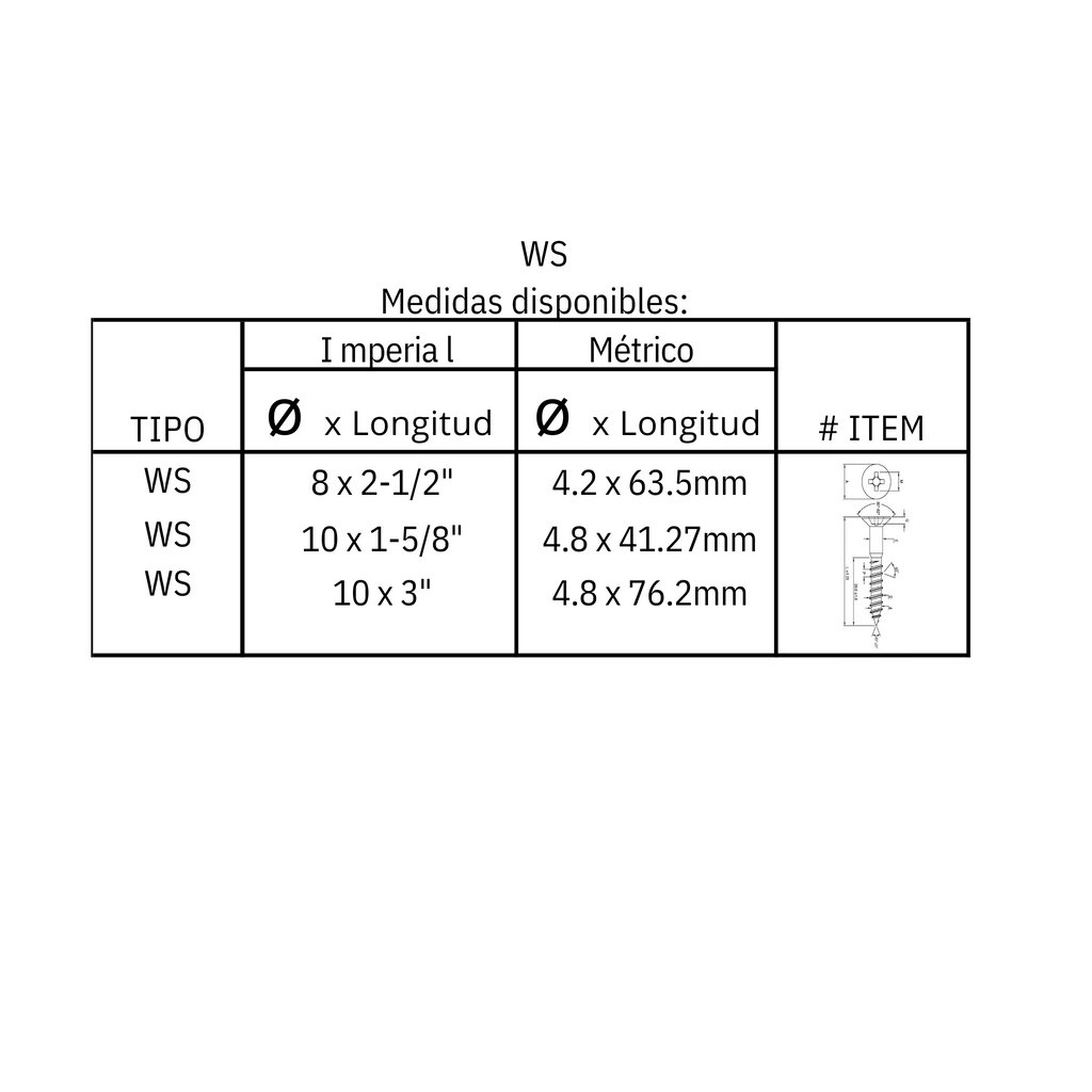 Tornillo para madera a aglomerado WS