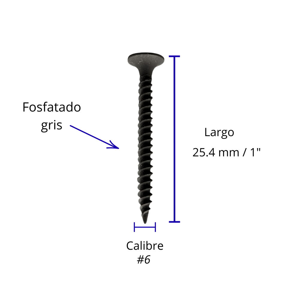 Tornillo para panel de yeso a metal ST 6x1" 500 y 1,000 piezas