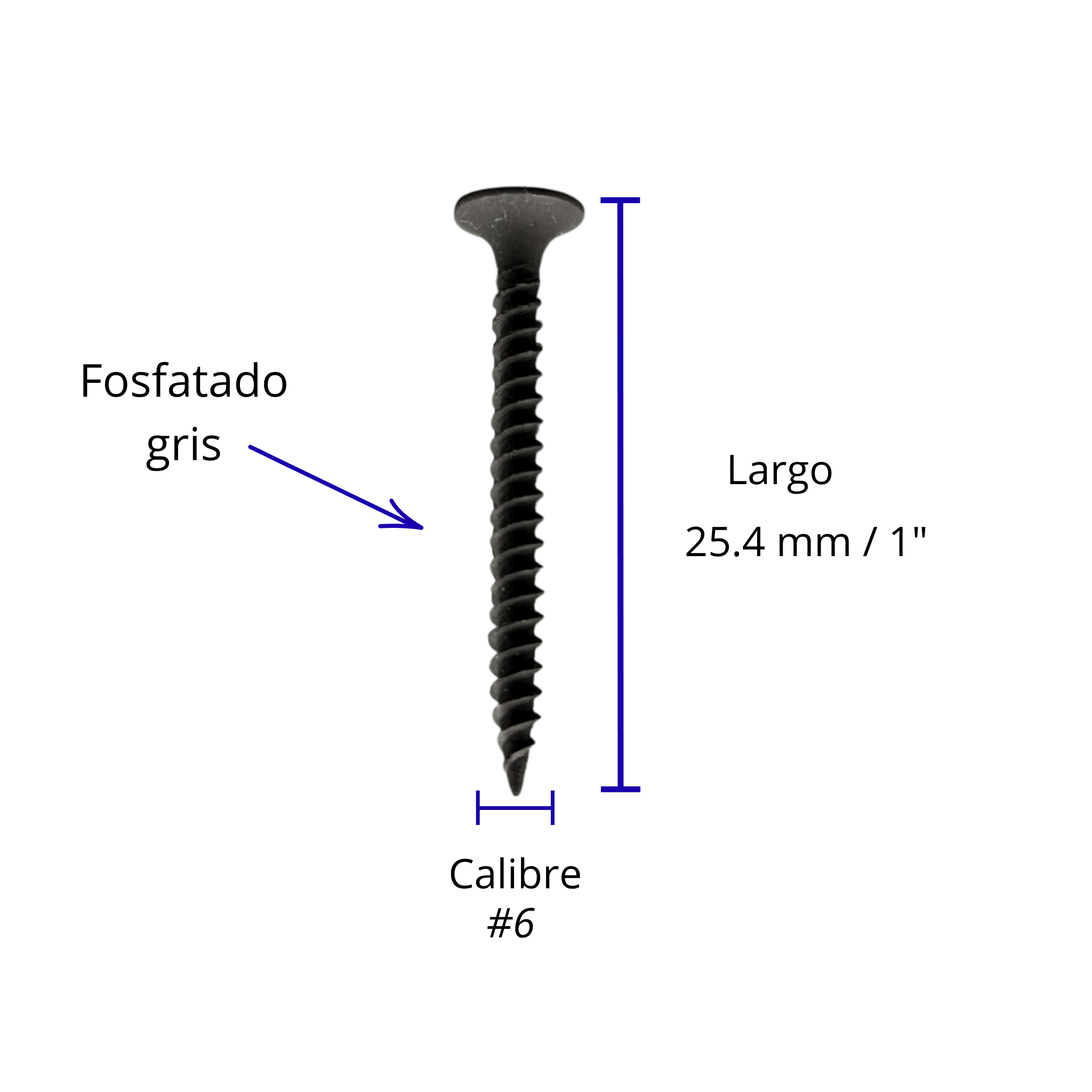 Tornillo para panel de yeso a metal ST 6x1" 500 y 1,000 piezas
