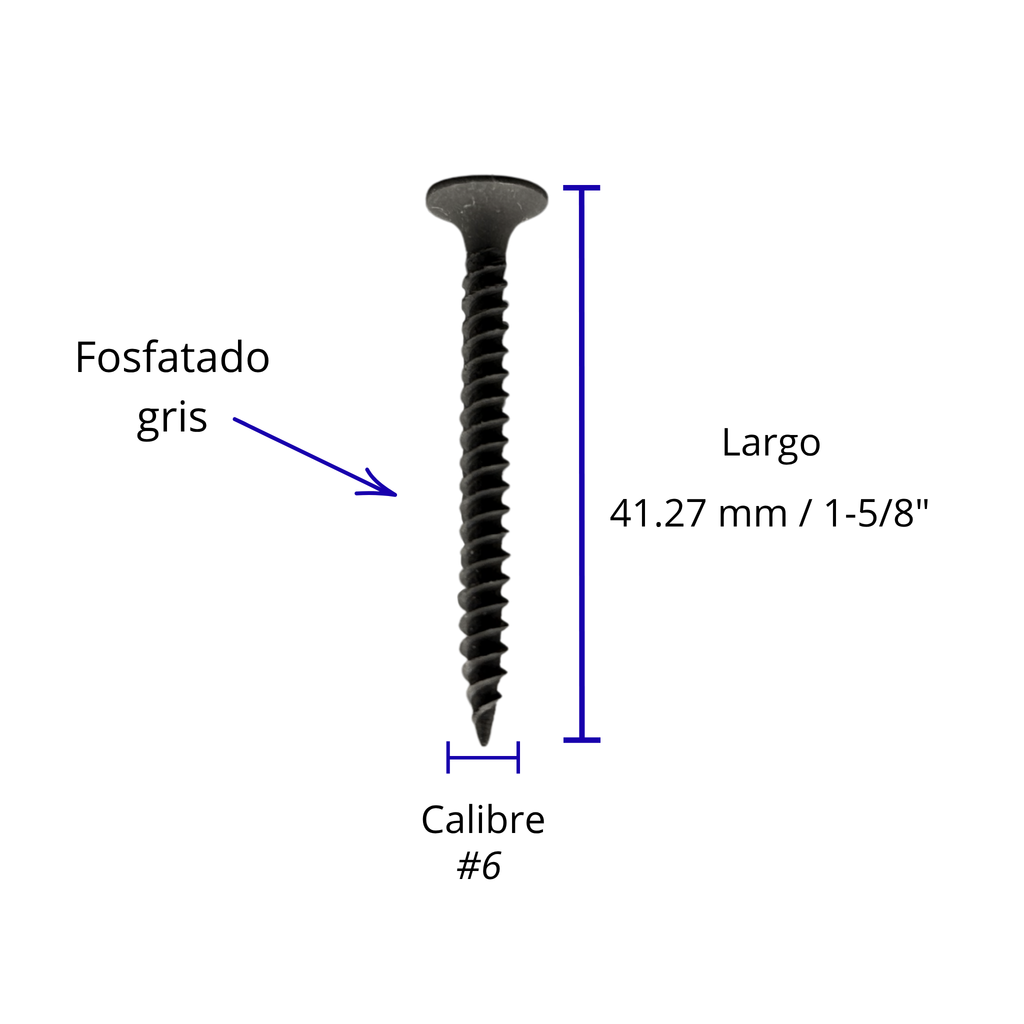 Tornillo Pija Tablaroca Cuerda Fina 6x1-5/8 Pro-plus  Bolsa 500 piezas