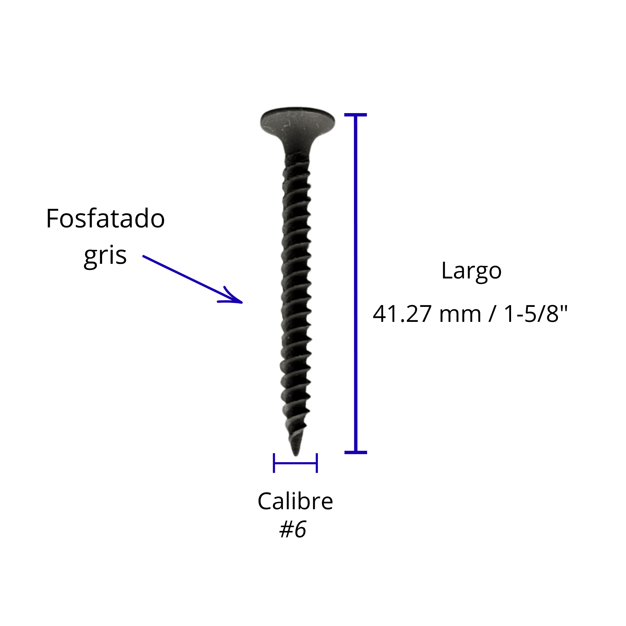 Tornillo Pija Tablaroca Cuerda Fina 6x1-5/8 Pro-plus  Bolsa 500 piezas
