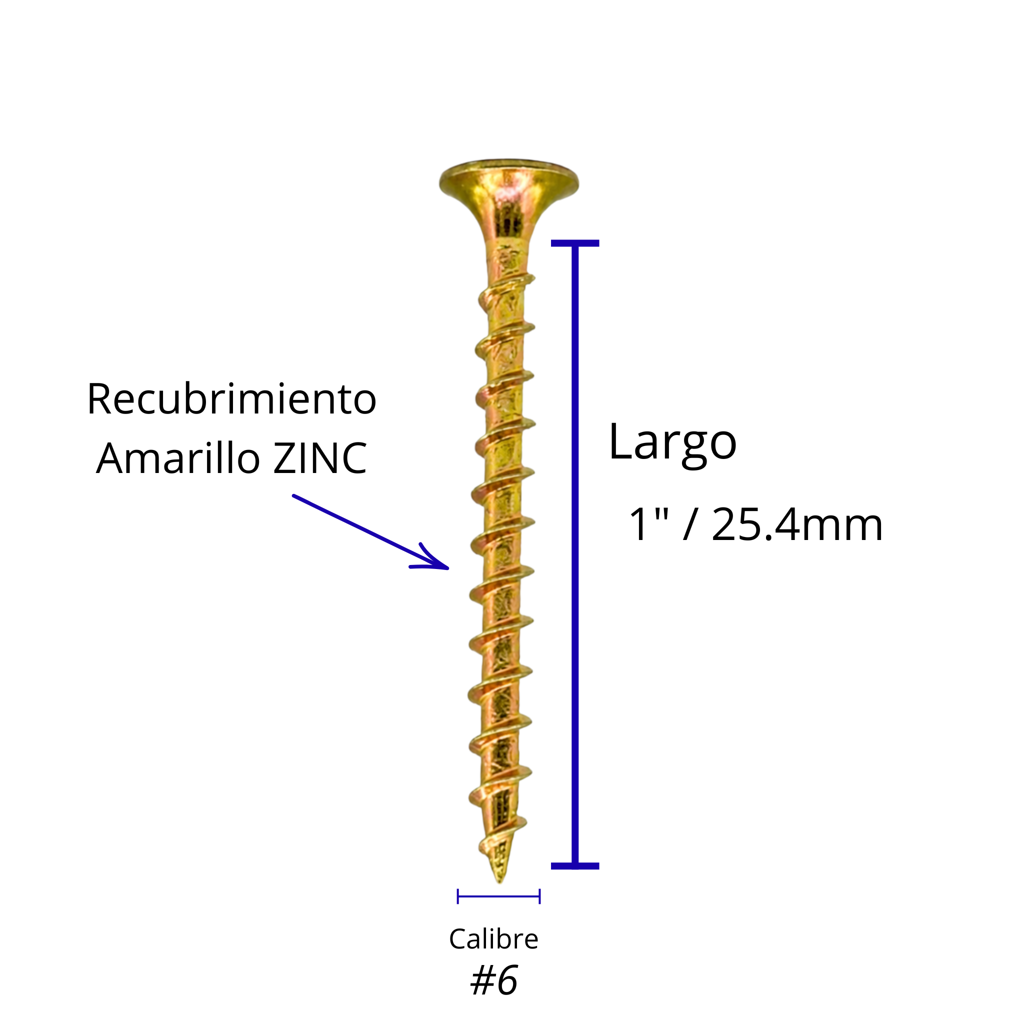 Tornillo/pija Madera Aglomerado Amarillo 6×1 Pro-plus  Bolsa 500 piezas