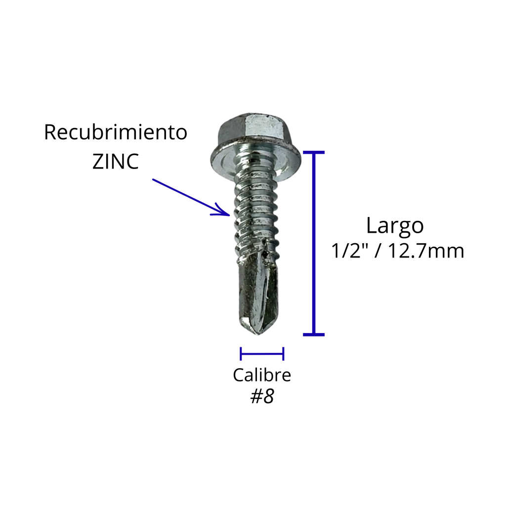 Tornillo Pija Hexagonal Punta Broca 8×1/2 Pro-plus Bolsa 500 piezas