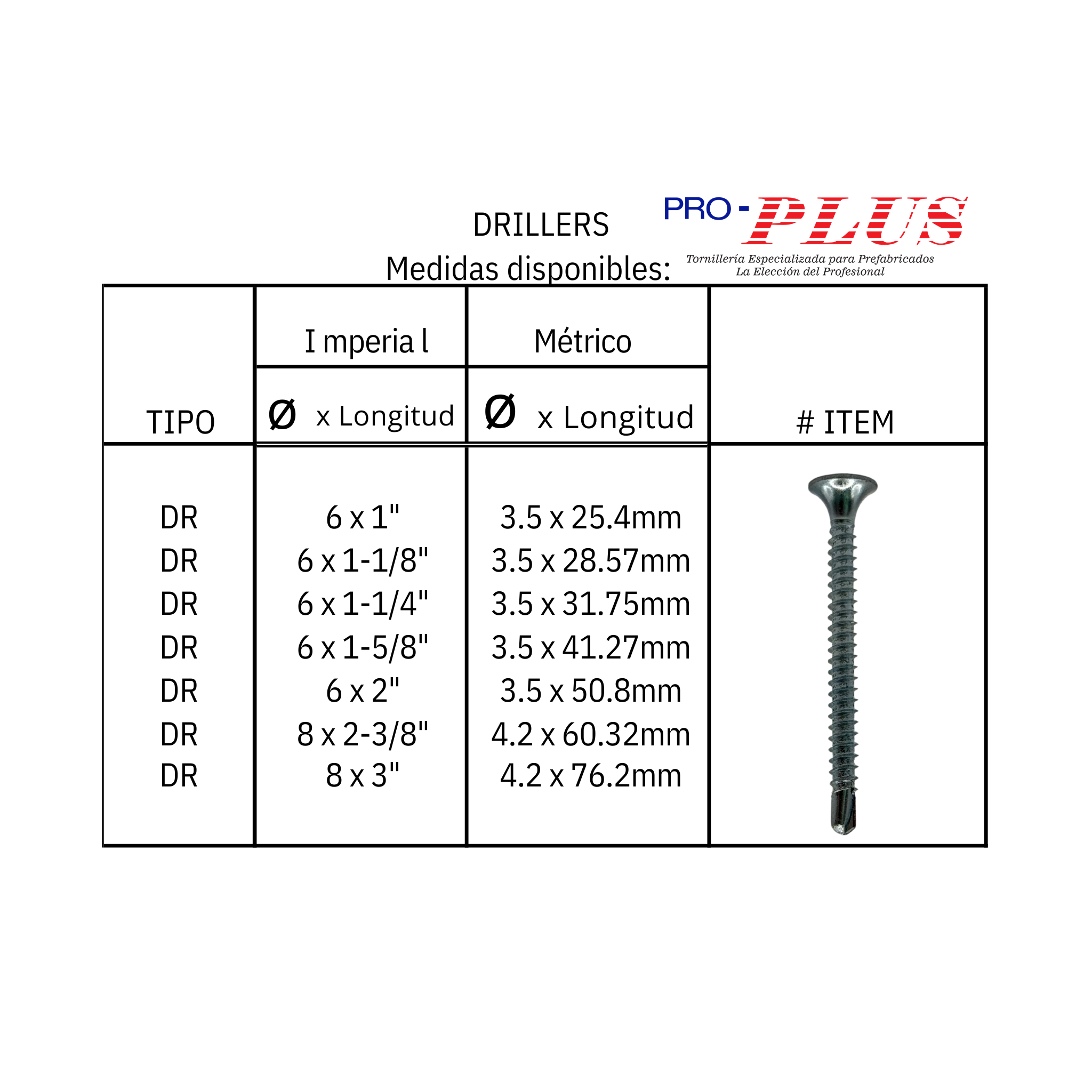 Tornillo Pija Punta Broca Para Metal 6x2 Pro-plus bolsa con 500 piezas